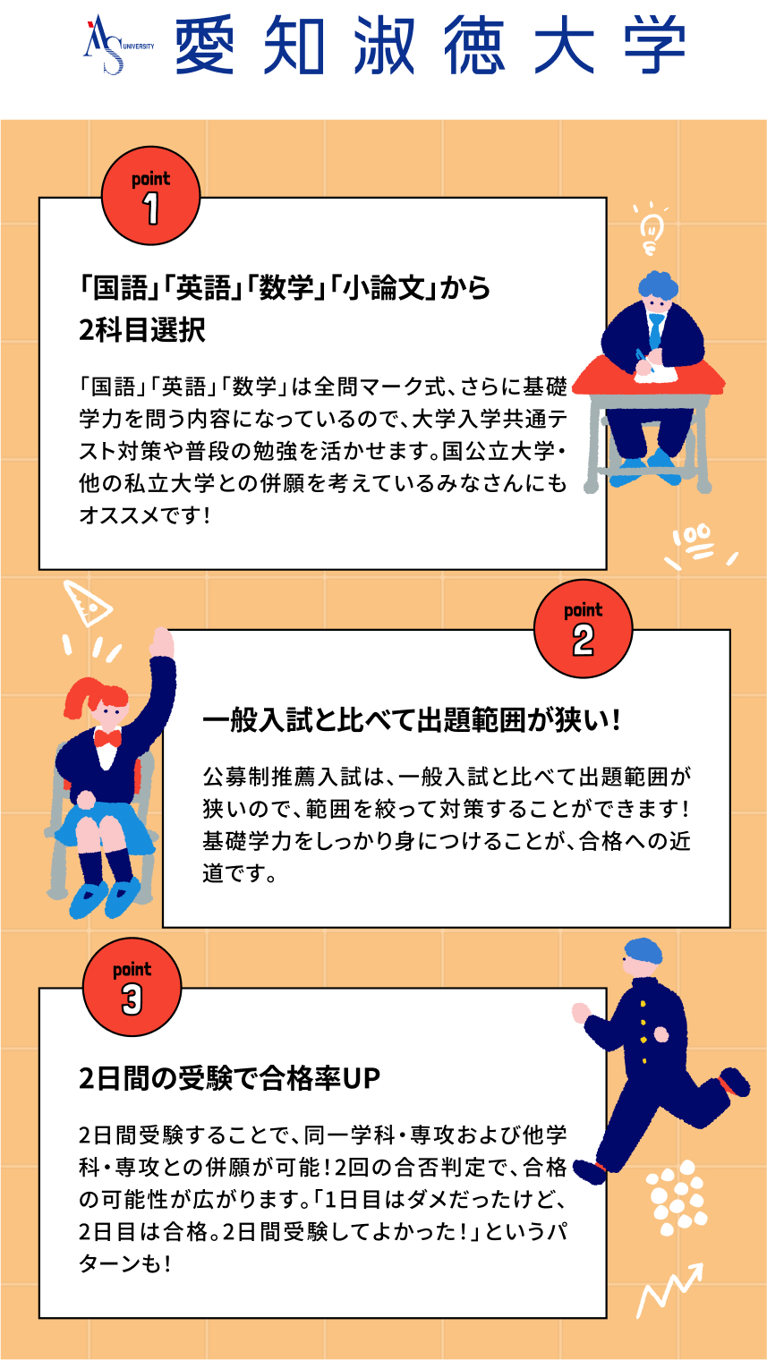 愛知淑徳大学 公募制推薦入試のポイント | Studyplus（スタディプラス）